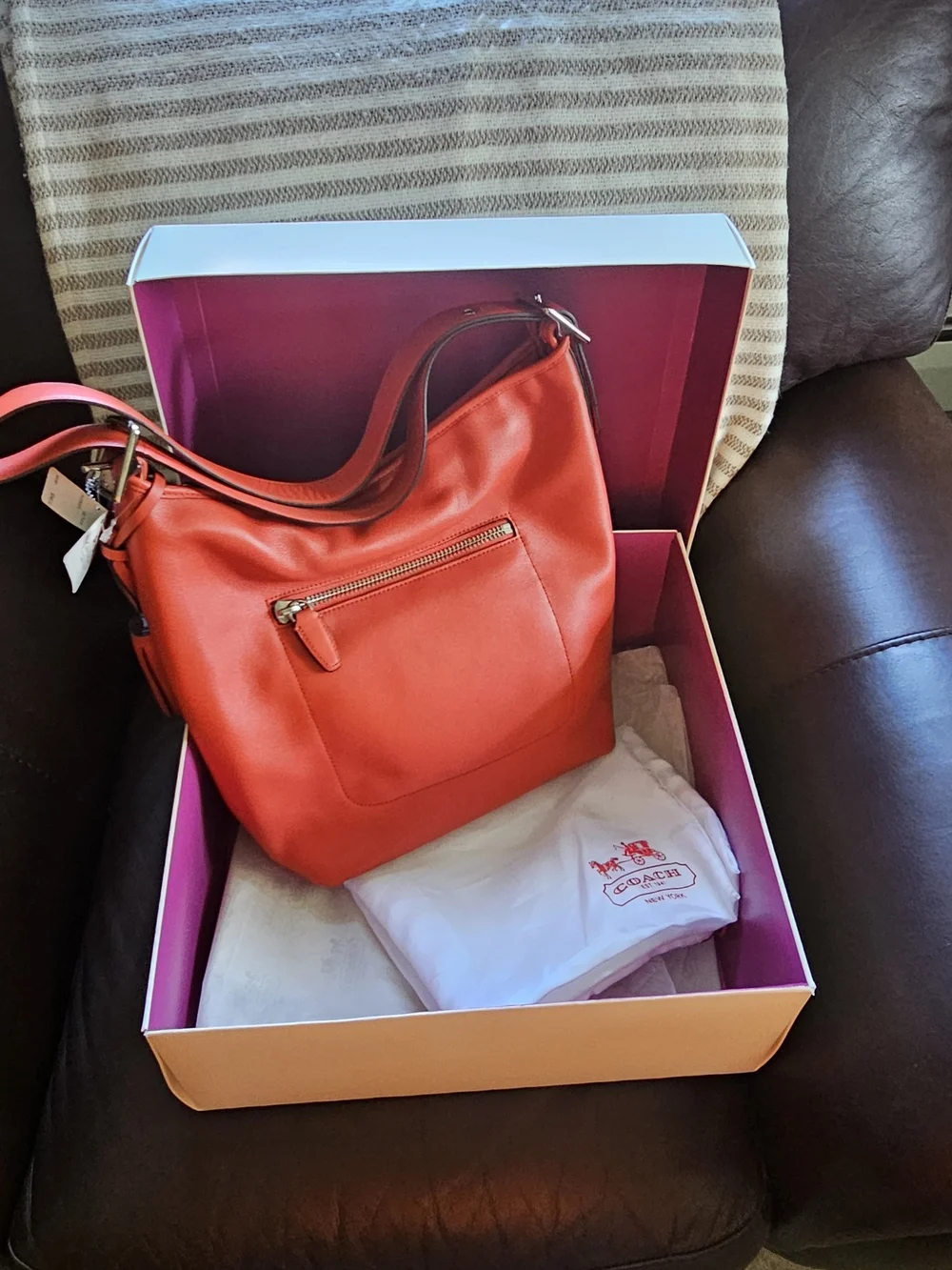 Coach Red Leather Hobo Bag